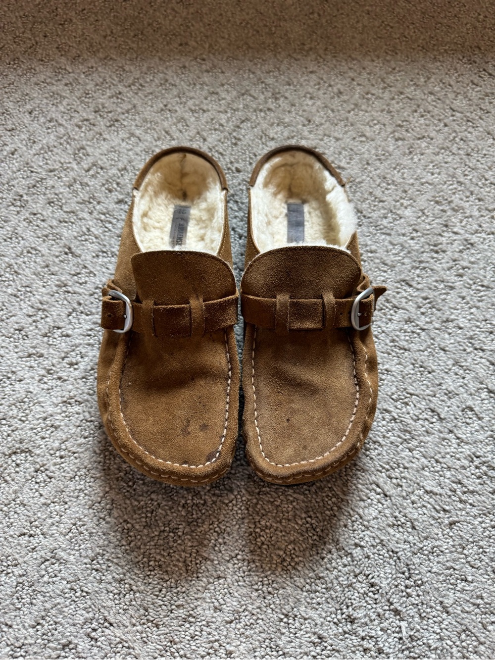 KidsSuede Faux-Shearling Slip-On Shoes in Brown